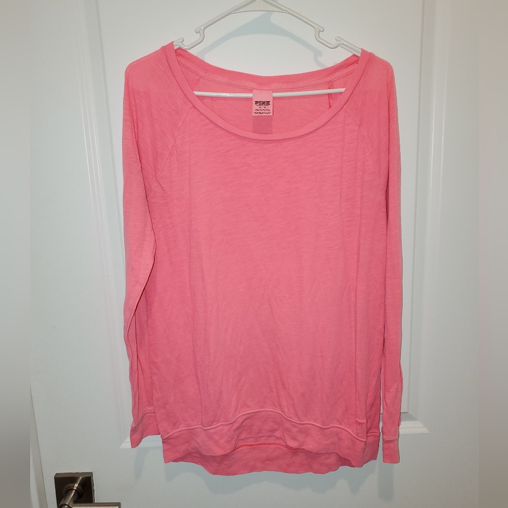 Victoria's Secret PINK bright pink long sleeve tee